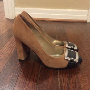 White House Black Market Suede Cap Toe Pumps